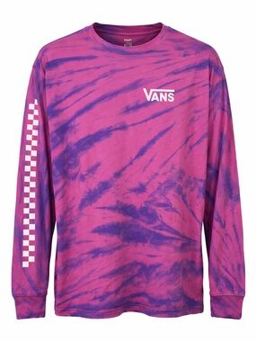 Vans Tie Dye Long Sleeve Shirt XL Pink Purple Checker Sleeve